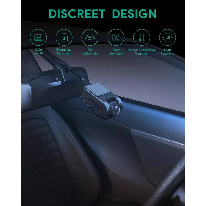 AUKEY DR02D Zestaw dwóch kamer samochodowych Rejestratorów | Full HD 1920x1080@30p | 170° i 152° | microSD | 1.5&quot; LED