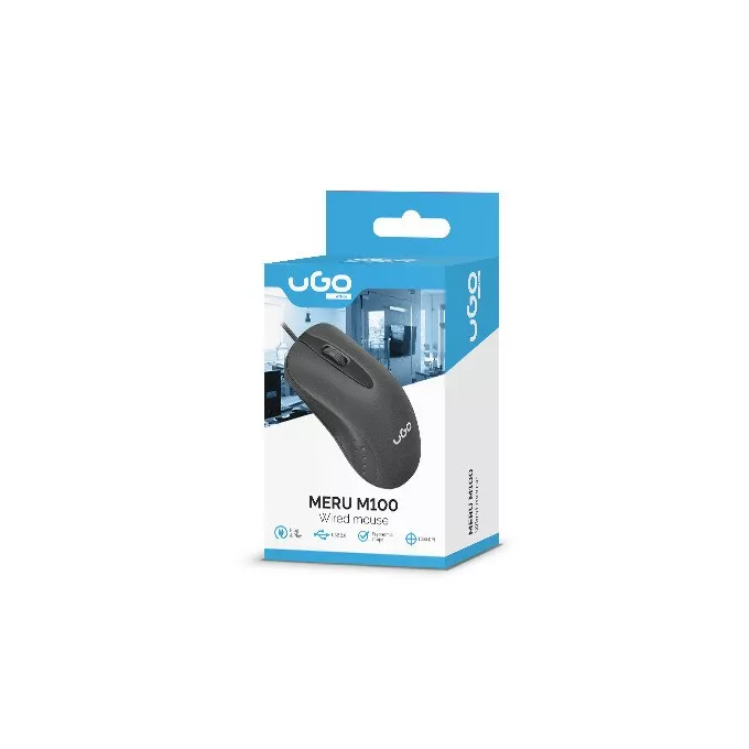 UGo Mysz Meru M100 1000 DPI optyczna USB 1.4m Czarna