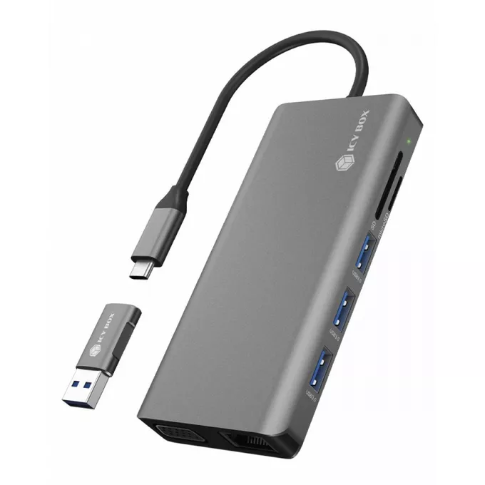 IcyBox Stacja dokująca IB-DK4070-CPD 12w1,2xHDMI,AUDIO,CR,VGA