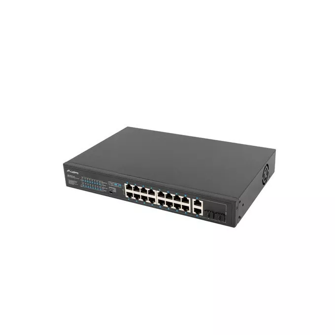 Przełącznik Switch 16X100MB POE+/2XCombo niezarządzalny rack 19 cali Gigabit Ethernet 150W
