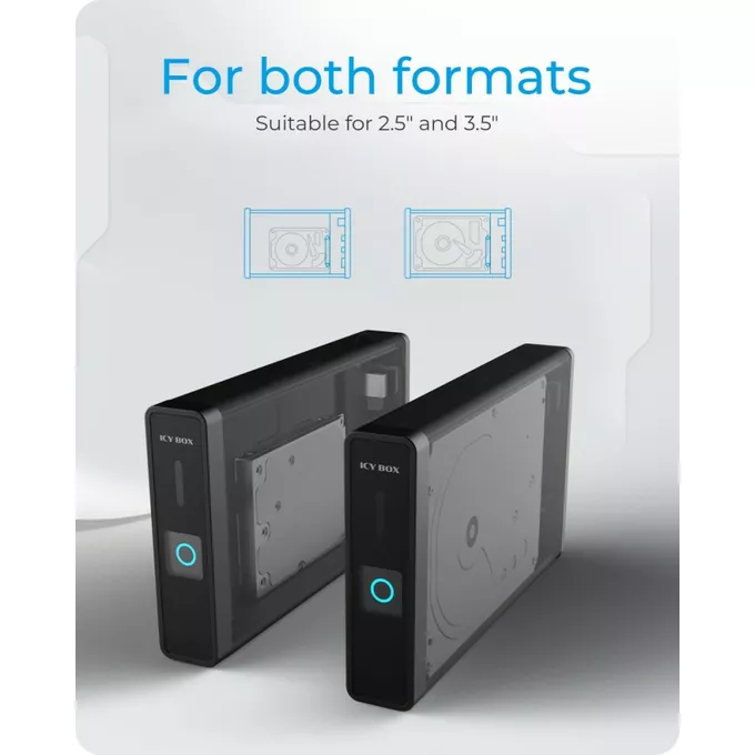 IcyBox Obudowa IB-382H-C31 2,5/3,5 HDD z wbudowanym HUB 1xUSB-C, 2xUSB -A,  12V2A