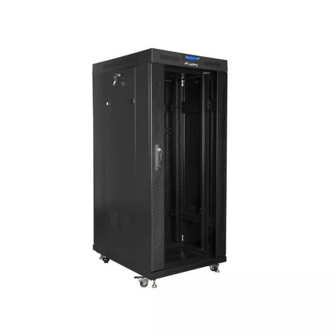 Lanberg Szafa instalacyjna RACK stojąca 19 cali 37u 800x1000 czarna drzwi szklane LCD (flat pack)