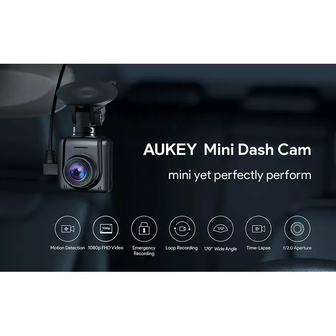 AUKEY DRA5 Kamera samochodowa Rejestrator | Full HD 1920x1080@30p | 170° | microSD | 1.5&quot; LED