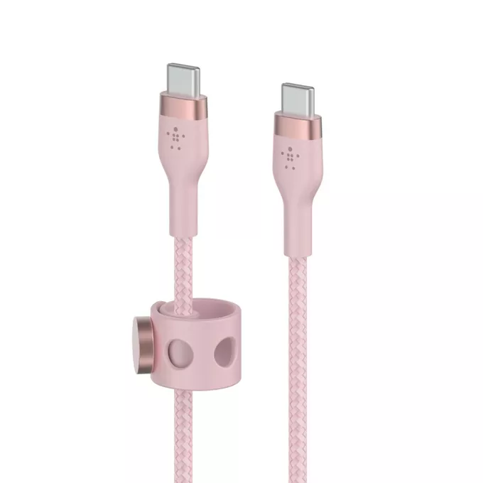 Belkin Kabel BoostCharge USB-C/USB-C silikonowy w oplocie 2m, różowy