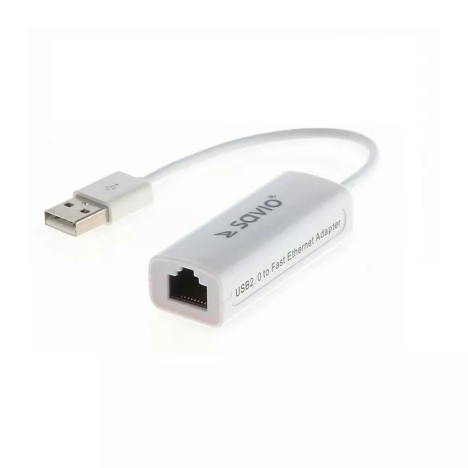 Savio Adapter USB LAN 2.0 - Fast Ethernet (RJ45), blister, CL-24