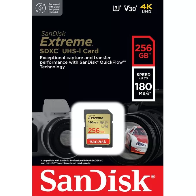 SanDisk Karta pamięci Extreme SDXC 256GB 180/130 MB/s V30 UHS-I