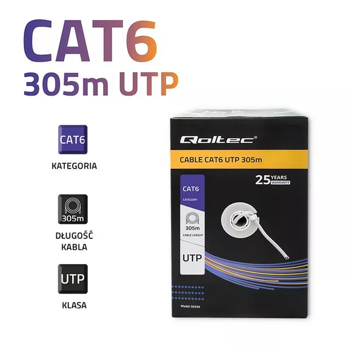 Qoltec Kabel sieciowy / skrętka UTP | CAT6 | 305m
