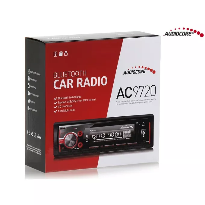 Audiocore Radioodtwarzacz AC9720 B MP3/WMA/USB/RDS/SD ISO Bluetooth Multicolor