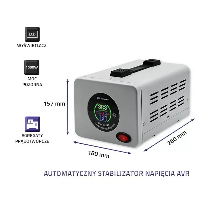 Qoltec Automatyczny stabilizator napięcia AVR PRO 1000VA 3%