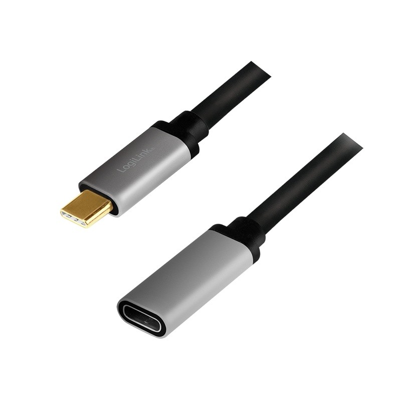 LogiLink Kabel USB-C M/F,4K/60Hz aluminiowy 0.5m