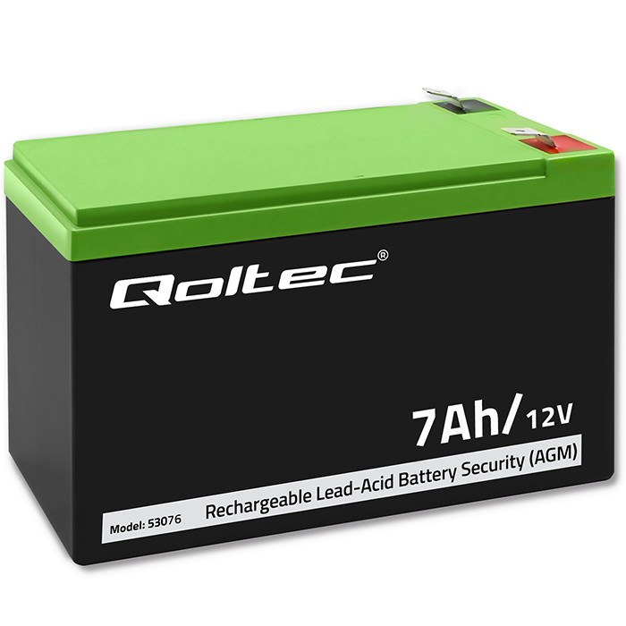 Qoltec Akumulator AGM | 12V | 7Ah | max. 105A | Security