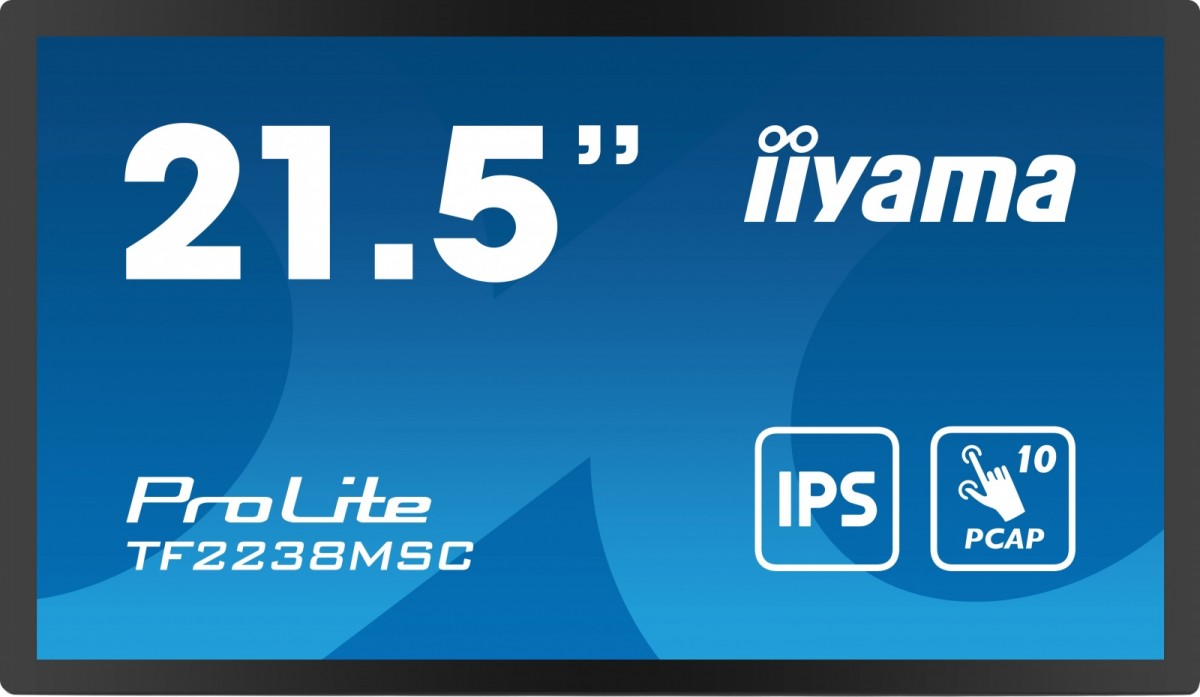 IIYAMA Monitor wielkoformatowy 21.5 cala TF2238MSC-B1 IPS,FHD,DP,HDMI,2x2W,2xUSB,600(cd/m2), 10pkt.7H,IP1X(Front),Pion/Poziom