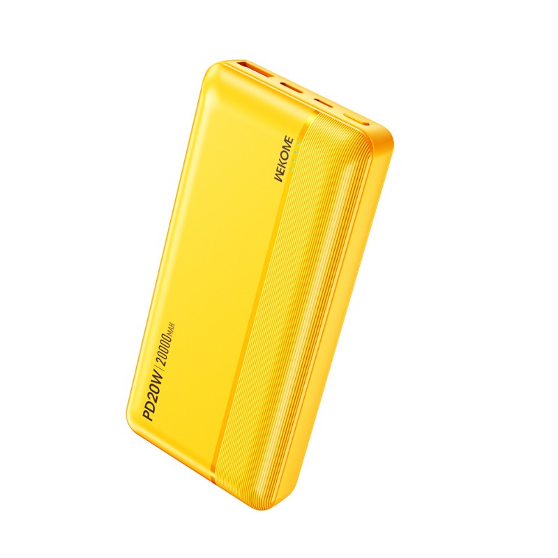 WEKOME Powerbank 20000 mAh Fast Charging USB-C PD 20W + USB-A QC3.0 18W Żółty