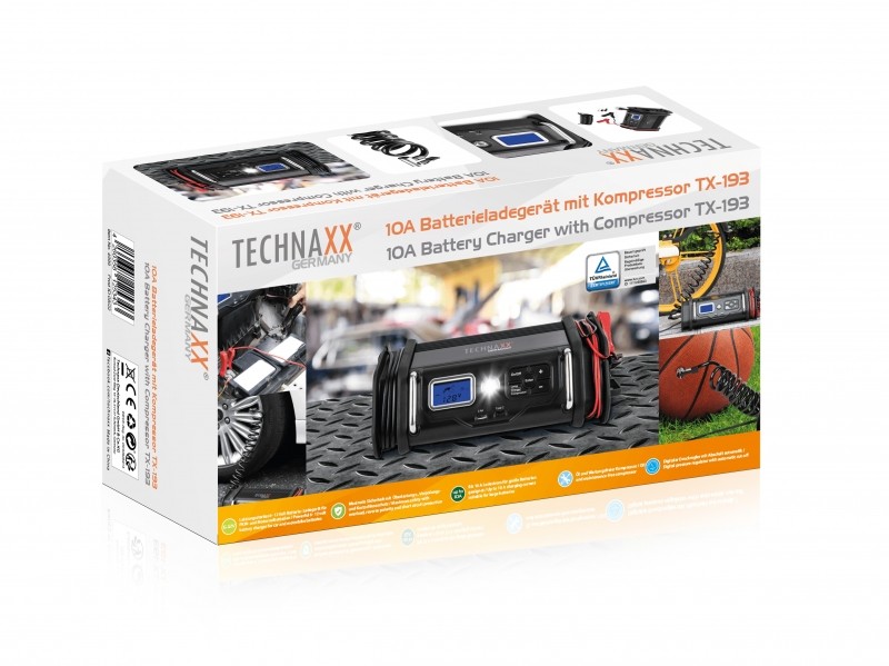 Technaxx Deutschland GmbH & Co. KG Ładowarka do akumulatorów 10A 230V z kompresorem