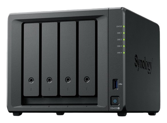 Synology Serwer NAS DS425+ 4x0HDD J4125 2GB DDR4 1x1GbE 1x2,5GbE 3Y