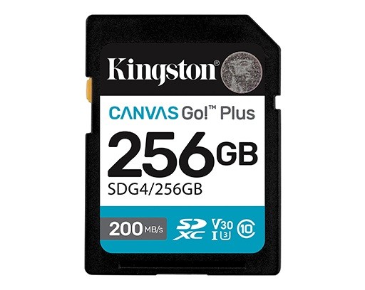 Kingston Karta pamięci SD 256GB Canvas Go Plus 200/160 MB/s C10 U3 V30