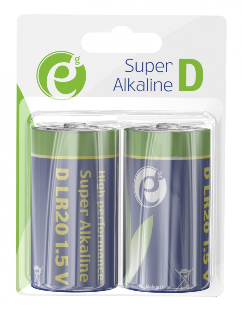 Gembird Bateria alkaiczna LR20 D-Cell, 1.5V, 2 sztuki