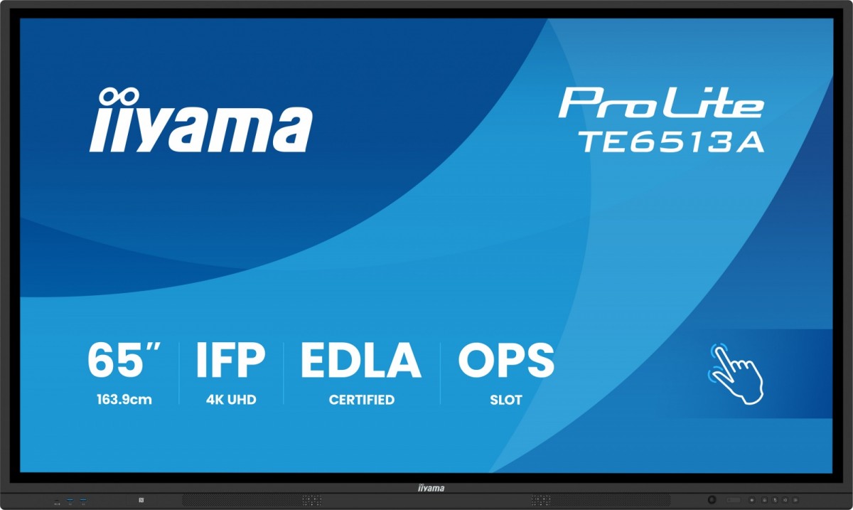 IIYAMA Monitor 65 cali TE6513A-B3AG INFRARED, 40pkt, IPS, 4K, 7H, 500cd/m2, WiFi, USB, ANDROID 14, Google EDLA, 2x20W, uchwyt ścienny