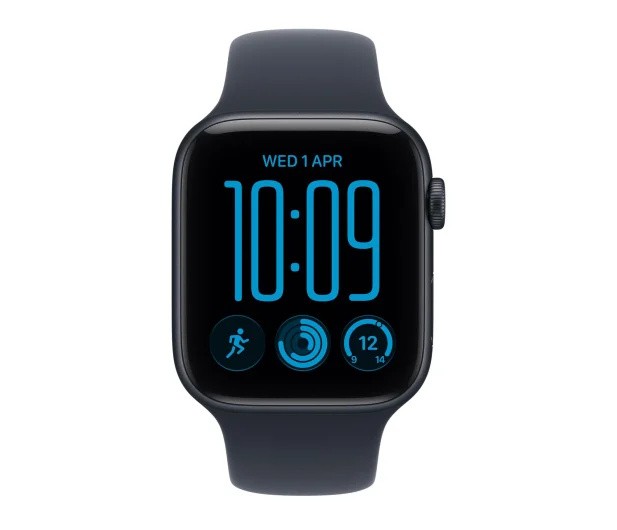 Apple Smartwatch Watch SE 3 GPS, koperta 40mm z aluminium w kolorze północy, pasek sportowy w kolorze granatowym - rozmiar S/M