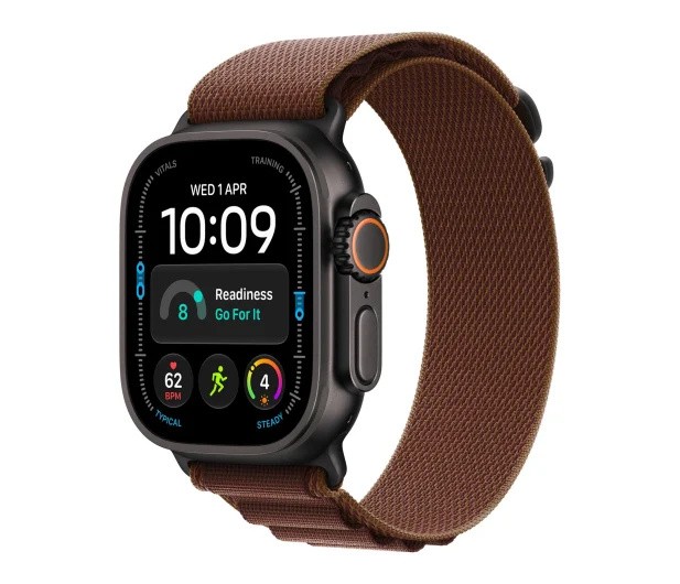 Apple Smartwatch Watch Ultra 4 GPS + Cellular, koperta 49mm z tytanu w kolorze czarnym, opaska Alpine w kolorze burgundu - rozmiar L