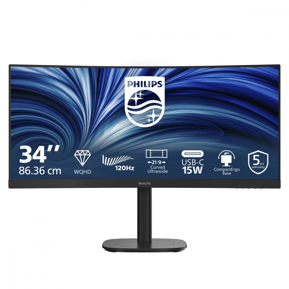 Philips Monitor 34 cale 34B2N3500C Curved VA HDMI DP USB-C HAS Głośniki