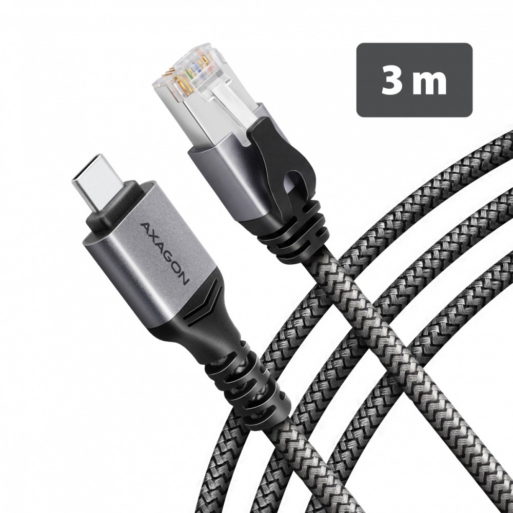 AXAGON ADE-CM30 USB-C Gigabit Ethernet adapter z zintegrowanym kablem sieciowym CAT6 RJ-45 3 m