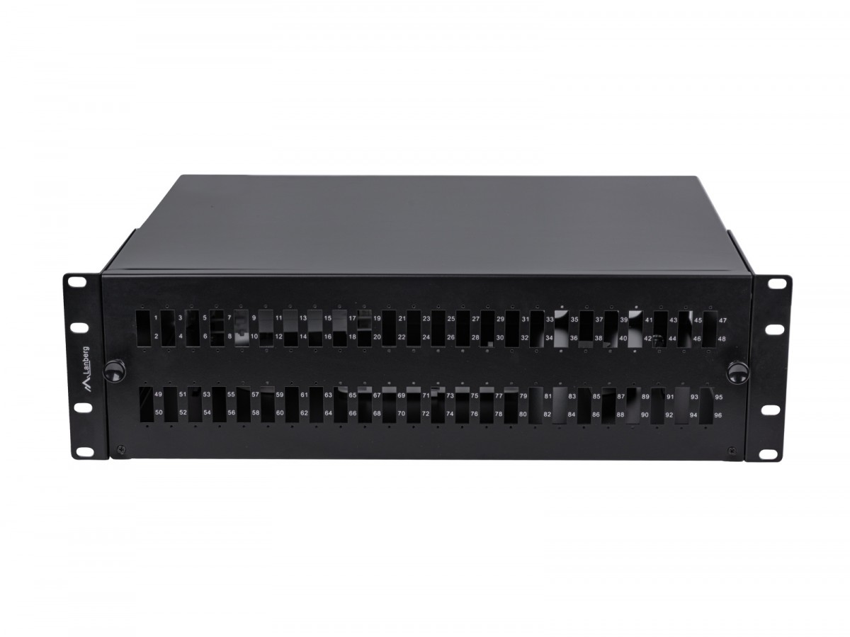 Lanberg Przełącznica światłowodowa 48XSC Duplex / 48XLC Quad Rack 19 cali 3U czarna + akcesoria