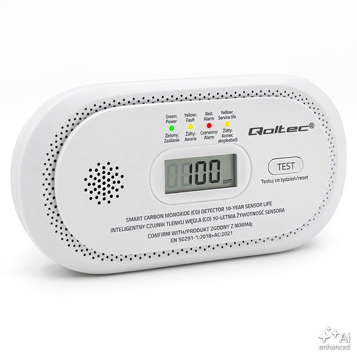 Qoltec Czujnik tlenku węgla | detektor CO | alarm 85dB
