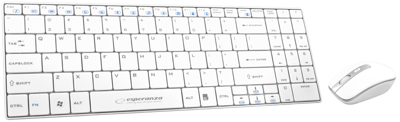 Esperanza ZESTAW BEZPRZEWODOWY KLAWIATURA SLIM + MYSZ 2,4 GHz EK122W LIBERTY BIAŁY