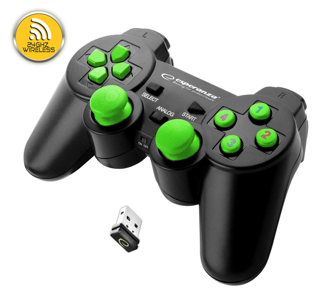 Esperanza Gamepad bezprzewodowy Esperanza GLADIATOR 2.4GH PS3/PC EGG108G zielony