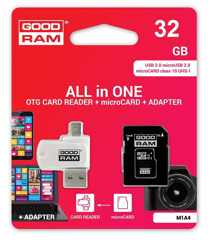 GOODRAM Karta pamięci microSDHC 32GB CL10 + Adapter + Czytnik-Zdjęcie-0