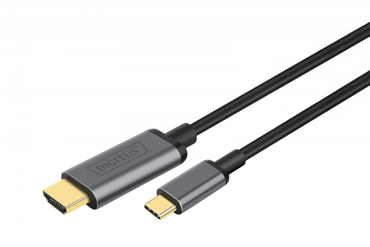 Digitus Kabel adapter HDMI 4K 30Hz na USB Typ C 3.1 metalowa obudowa HQ czarny 1.8m