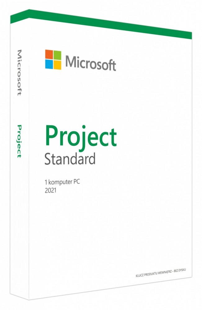 Microsoft Project Standard 2021 PL 32-bit/x64 Medialess Box 076-05926 Zastępuje P/N: 076-05804