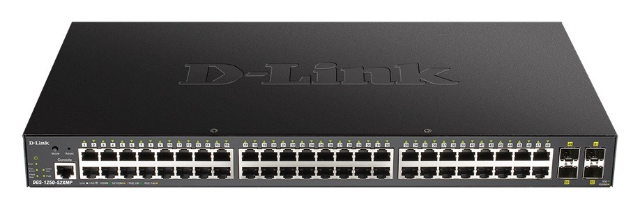 D-Link Przełącznik DGS-1250-52XMP 48GE PoE+ 4SFP+
